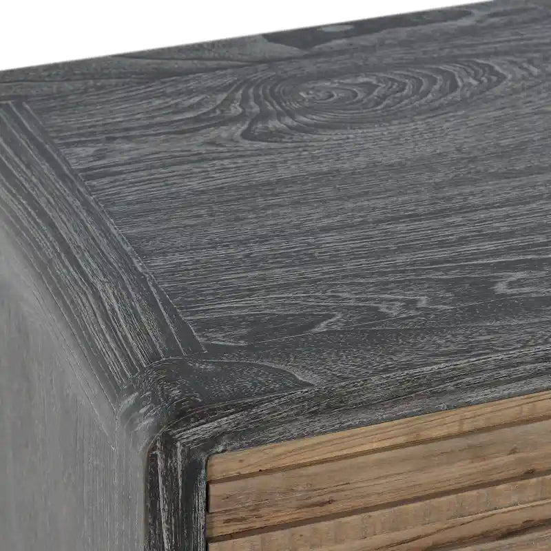 4-Door Reclaimed Elm Wood Sideboard with Push-Open Storage Cabinet 79Wx17Dx34H