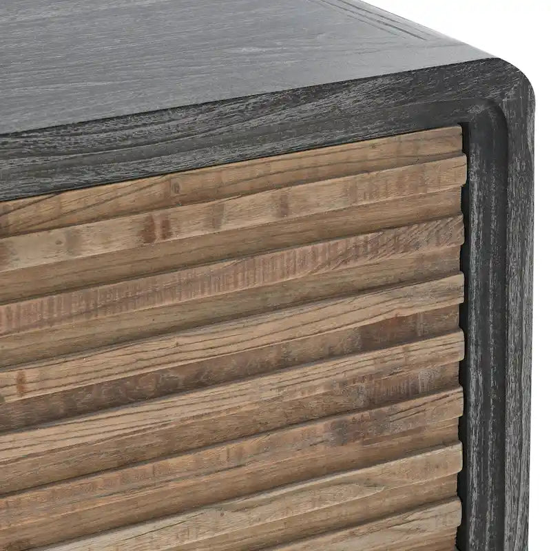 4-Door Reclaimed Elm Wood Sideboard with Push-Open Storage Cabinet 79Wx17Dx34H