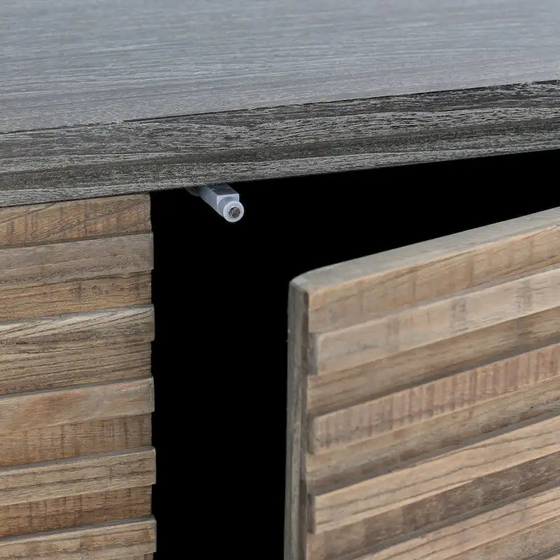 4-Door Reclaimed Elm Wood Sideboard with Push-Open Storage Cabinet 79Wx17Dx34H
