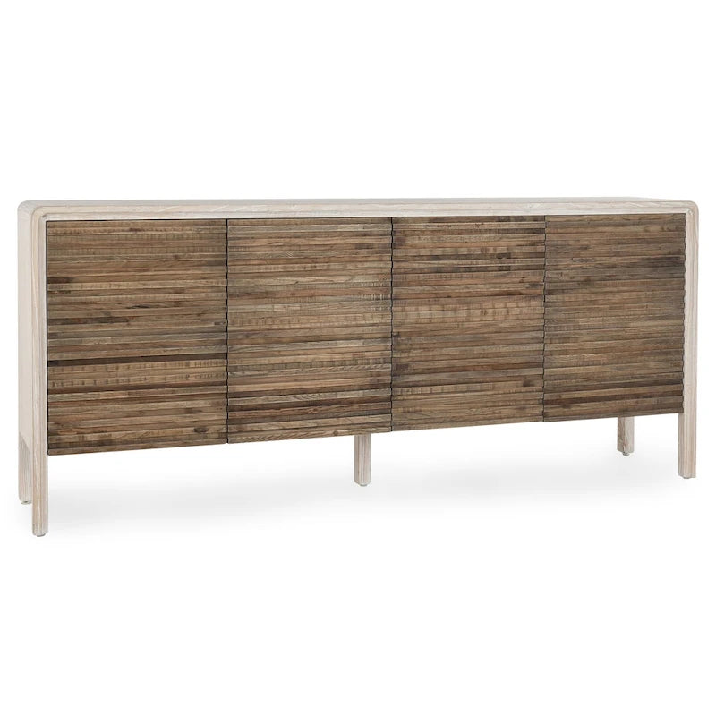 4-Door Reclaimed Elm Wood Sideboard with Push-Open Storage Cabinet 79Wx17Dx34H