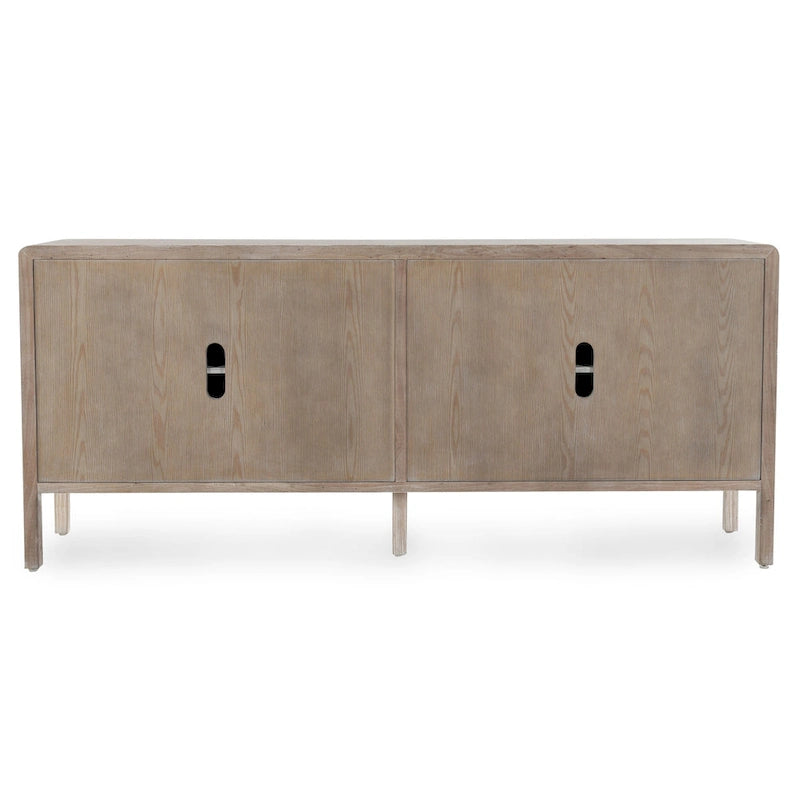 4-Door Reclaimed Elm Wood Sideboard with Push-Open Storage Cabinet 79Wx17Dx34H