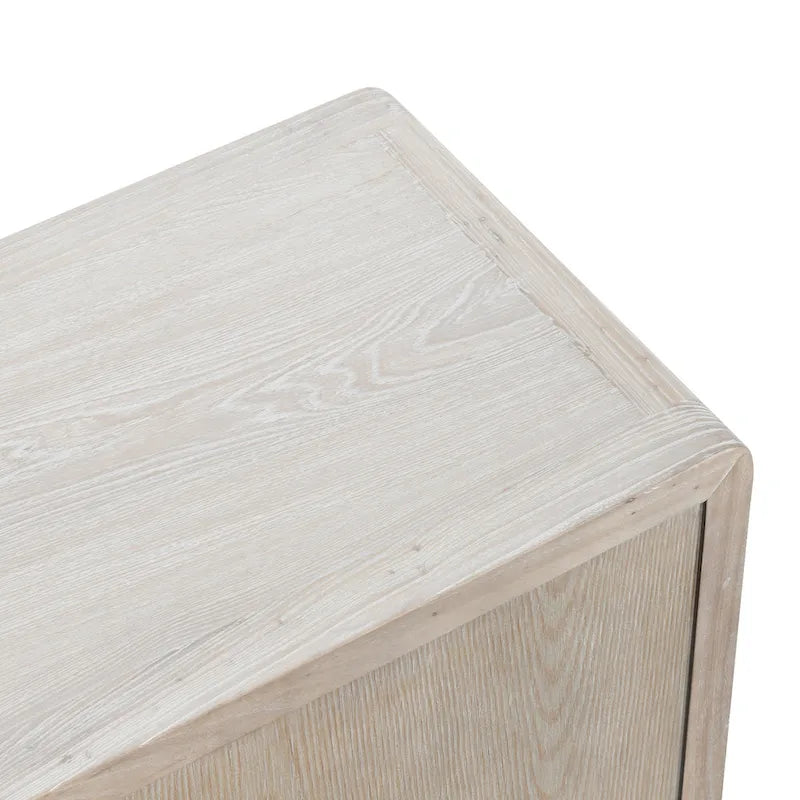 4-Door Reclaimed Elm Wood Sideboard with Push-Open Storage Cabinet 79Wx17Dx34H