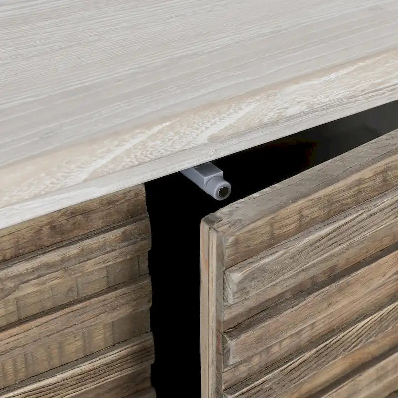 4-Door Reclaimed Elm Wood Sideboard with Push-Open Storage Cabinet 79Wx17Dx34H
