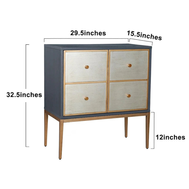 Mid-century Modern 2-Door Accent Cabinet Sideboard Brushed Brass Storage Shelf for Living/Dining Room