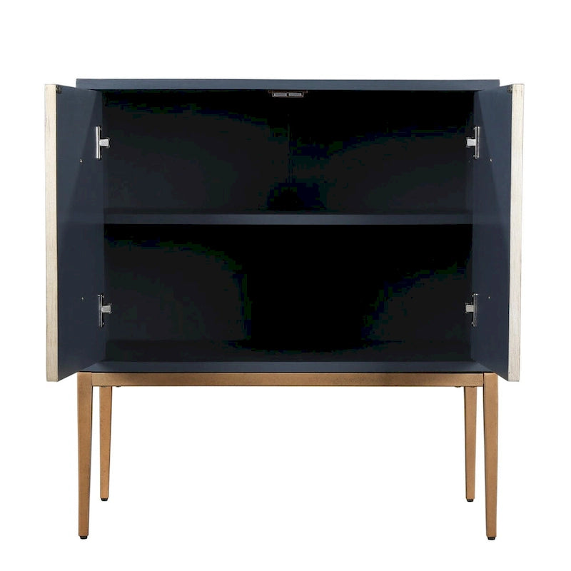 Mid-century Modern 2-Door Accent Cabinet Sideboard Brushed Brass Storage Shelf for Living/Dining Room