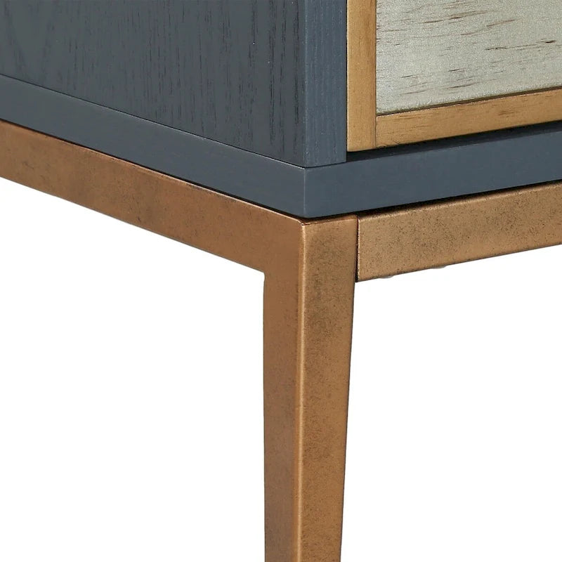 Mid-century Modern 2-Door Accent Cabinet Sideboard Brushed Brass Storage Shelf for Living/Dining Room