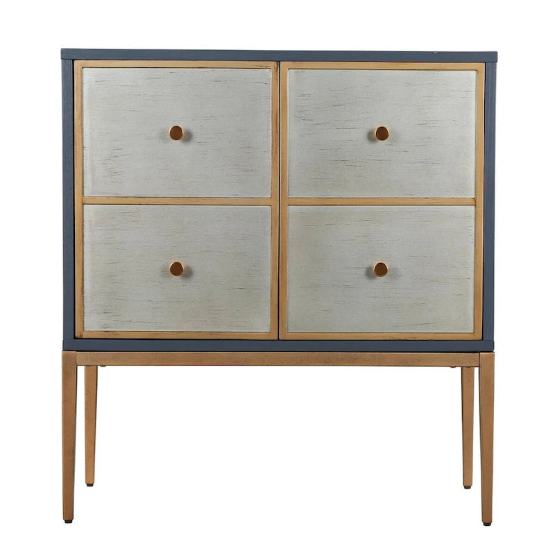 Mid-century Modern 2-Door Accent Cabinet Sideboard Brushed Brass Storage Shelf for Living/Dining Room