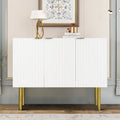 Modern Minimalist Horizontal Sideboard with Gold Metal Legs and Handles