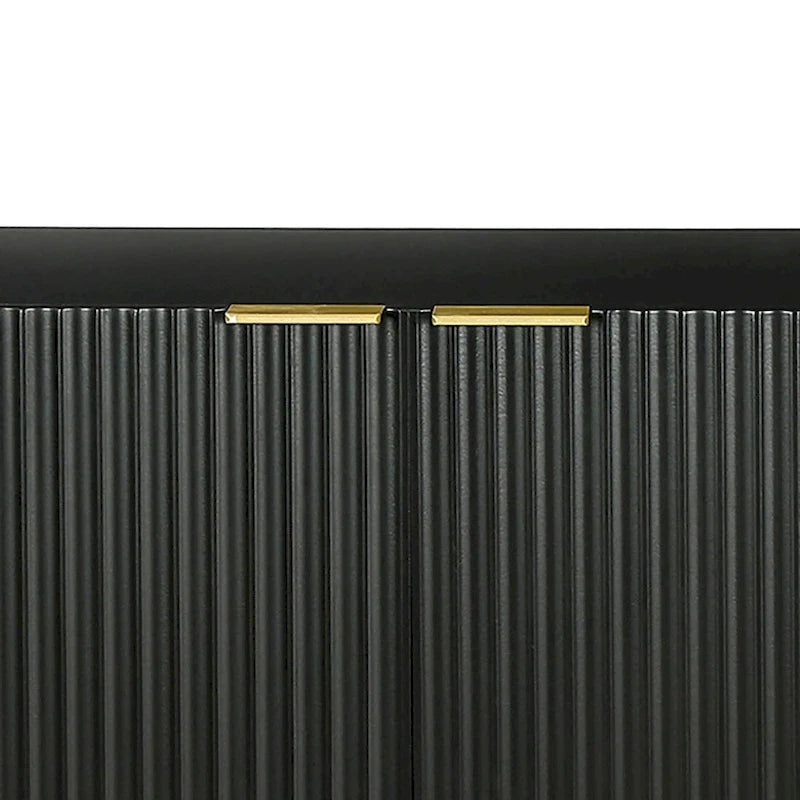 Modern Minimalist Horizontal Sideboard with Gold Metal Legs and Handles