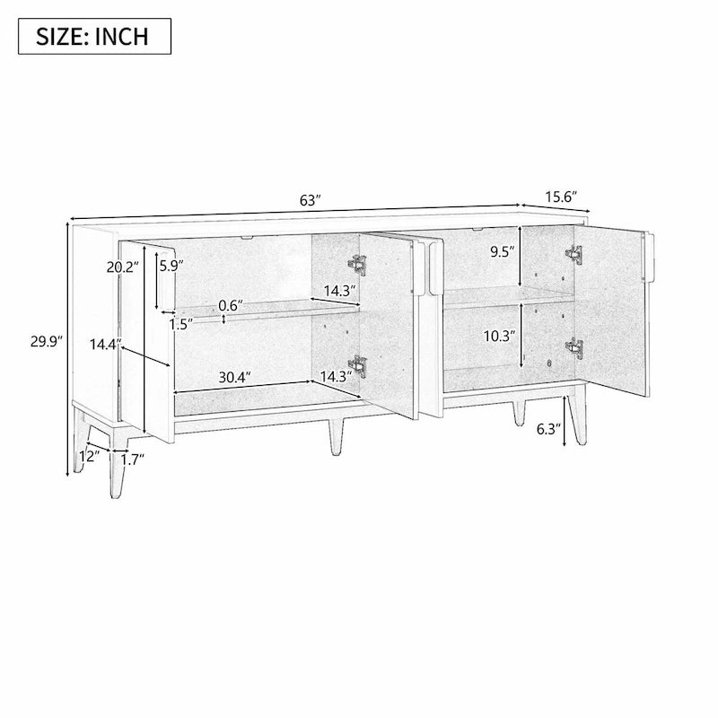 Storage Cabinet Sideboard Wooden Cabinet with 4 Doors