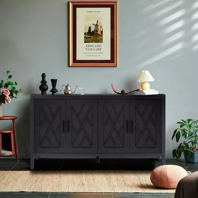 4 Door Wooden Storage Sideboard Cabinet with Adjustable Shelf