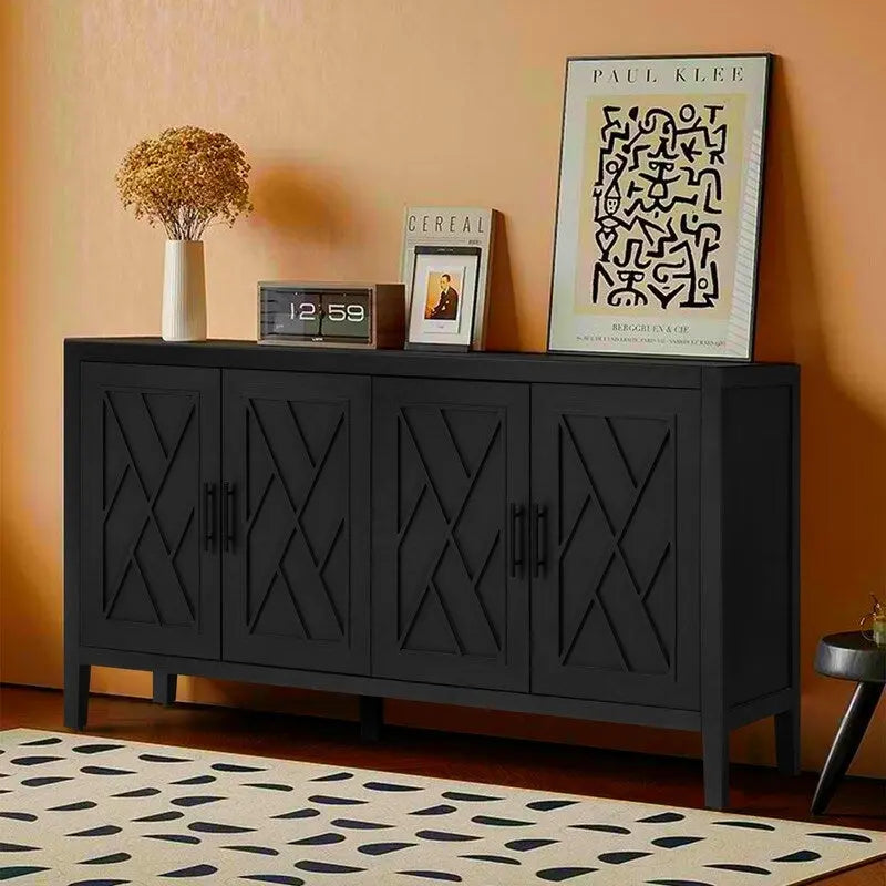 4 Door Wooden Storage Sideboard Cabinet with Adjustable Shelf