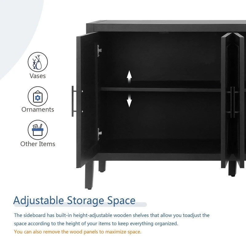 4 Door Wooden Storage Sideboard Cabinet with Adjustable Shelf