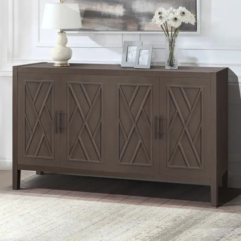 4 Door Wooden Storage Sideboard Cabinet with Adjustable Shelf