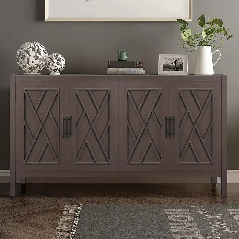 4 Door Wooden Storage Sideboard Cabinet with Adjustable Shelf