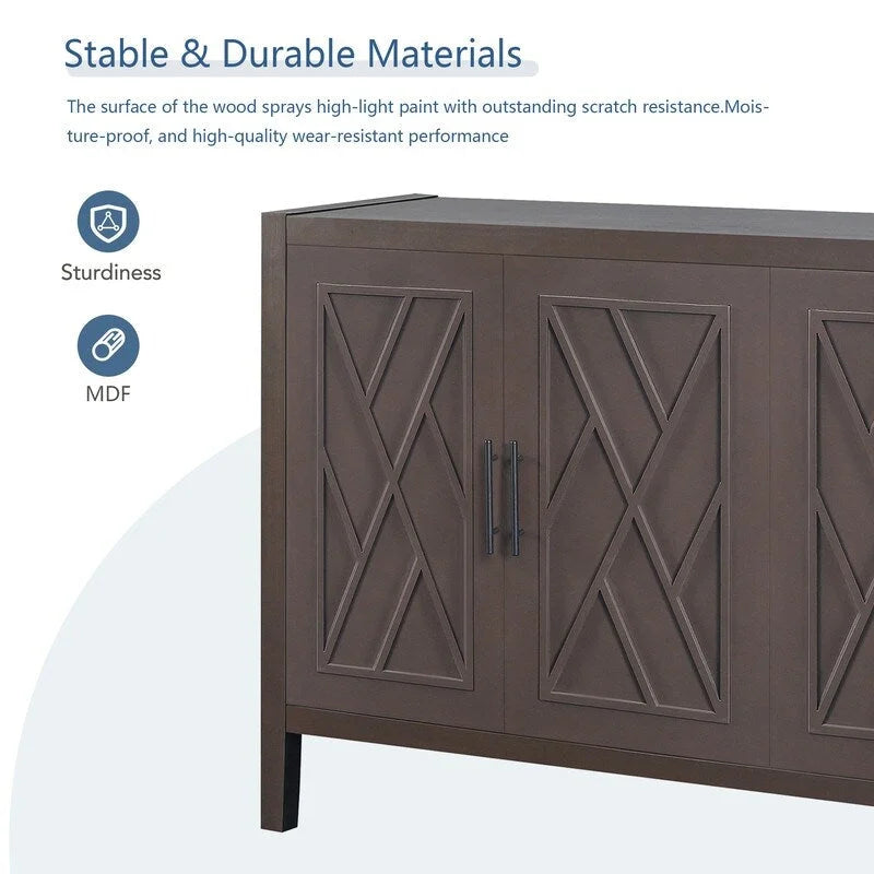 4 Door Wooden Storage Sideboard Cabinet with Adjustable Shelf