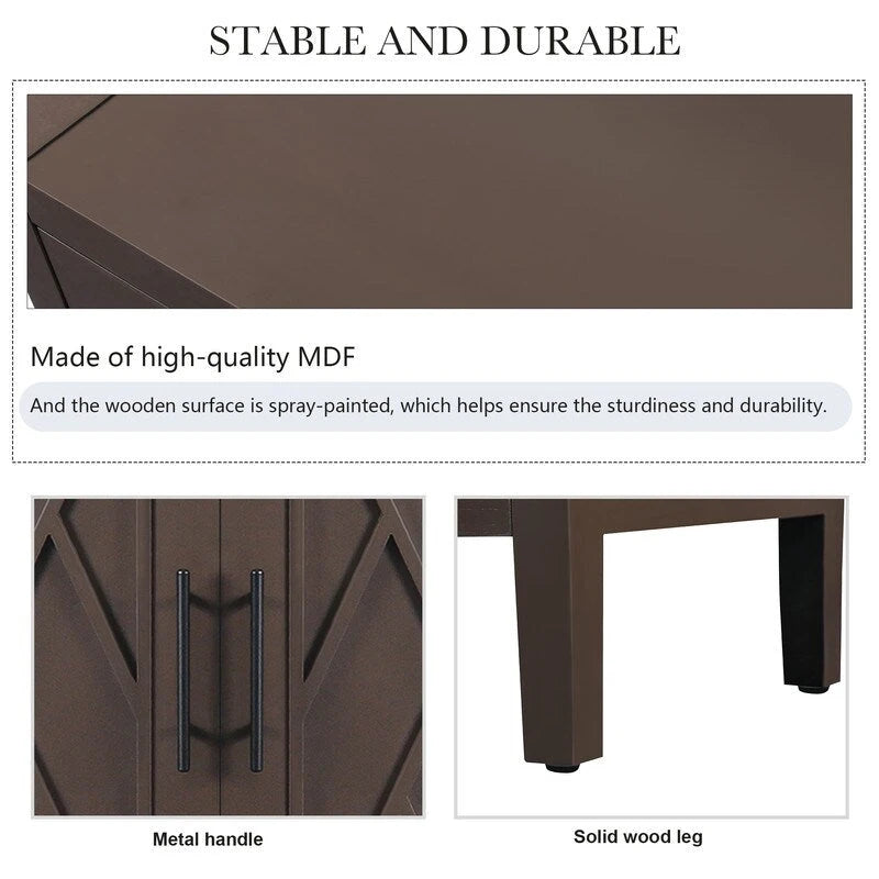 4 Door Wooden Storage Sideboard Cabinet with Adjustable Shelf