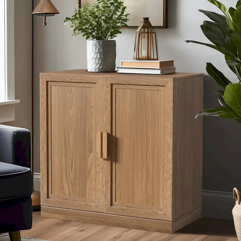 Storage Cabinet with Double Doors and Shelves