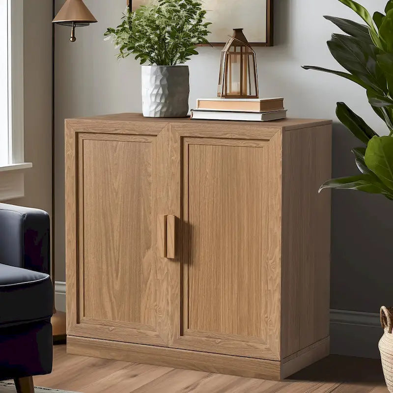 Storage Cabinet with Double Doors and Shelves