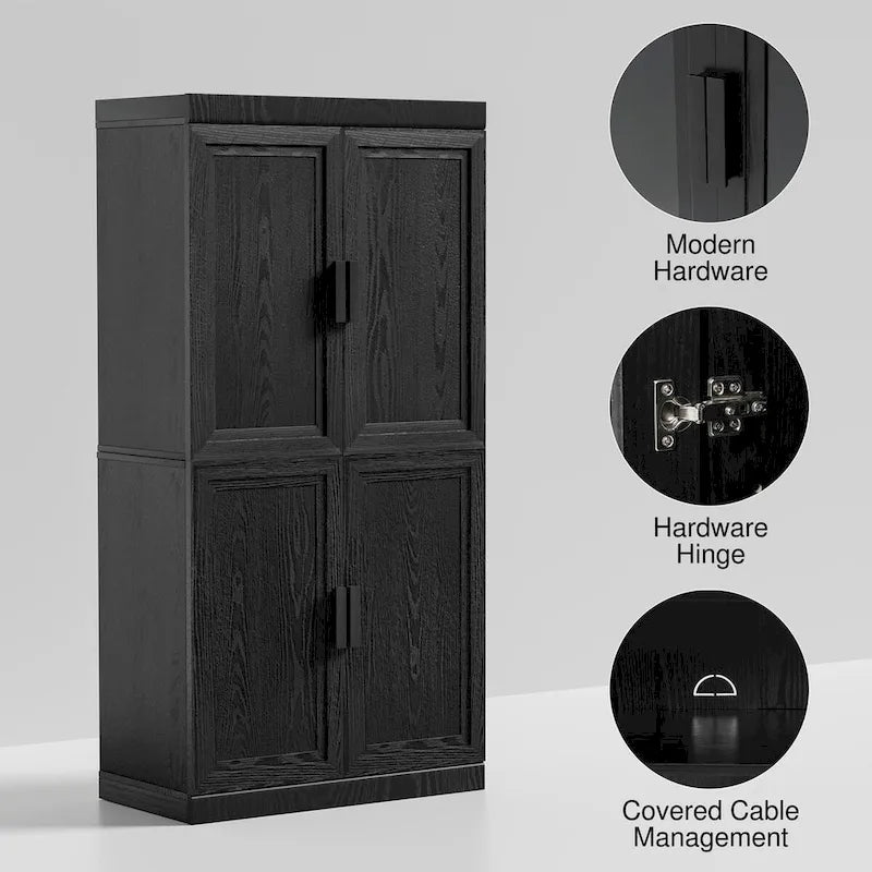 Storage Cabinet with Double Doors and Shelves