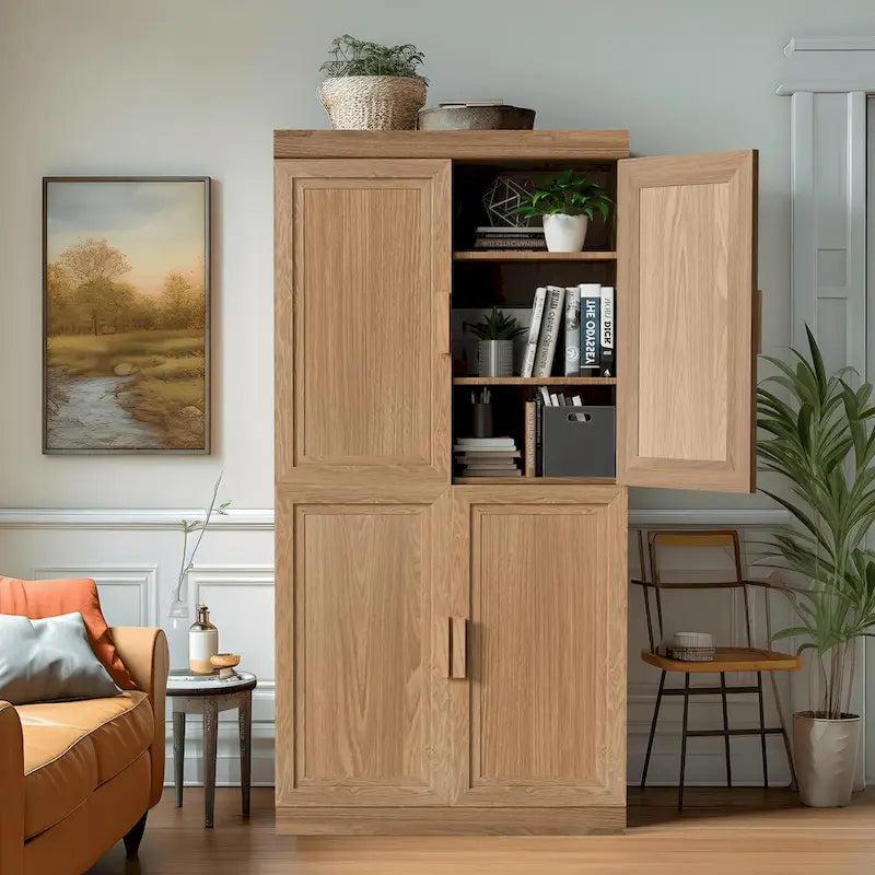 Storage Cabinet with Double Doors and Shelves
