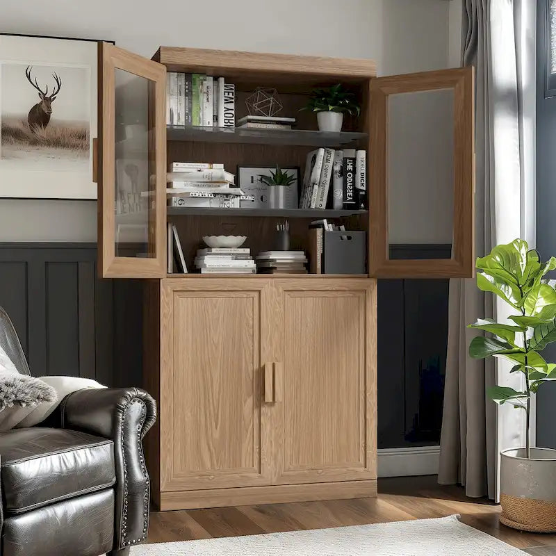 Storage Cabinet with Double Doors and Shelves