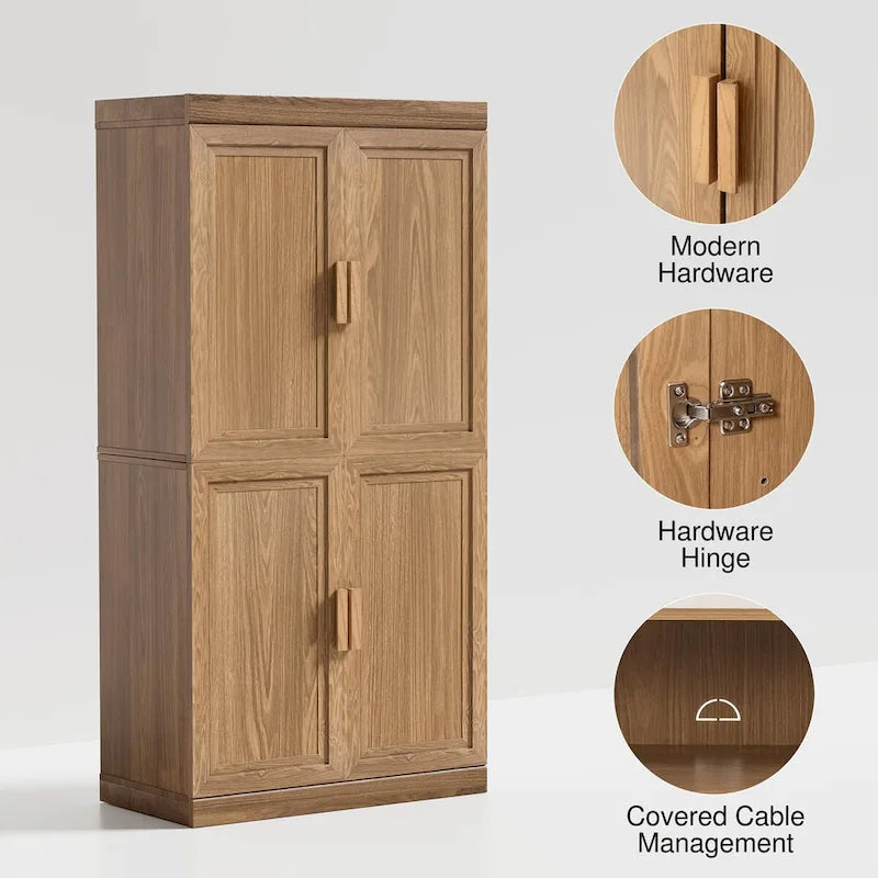 Storage Cabinet with Double Doors and Shelves