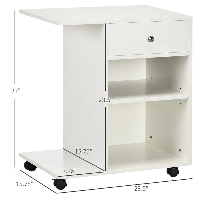 Mobile Printer Stand Rolling File Cabinet Cart with Wheels Adjustable Shelf