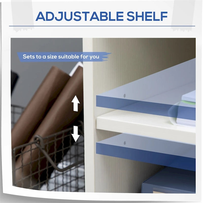 Mobile Printer Stand Rolling File Cabinet Cart with Wheels Adjustable Shelf
