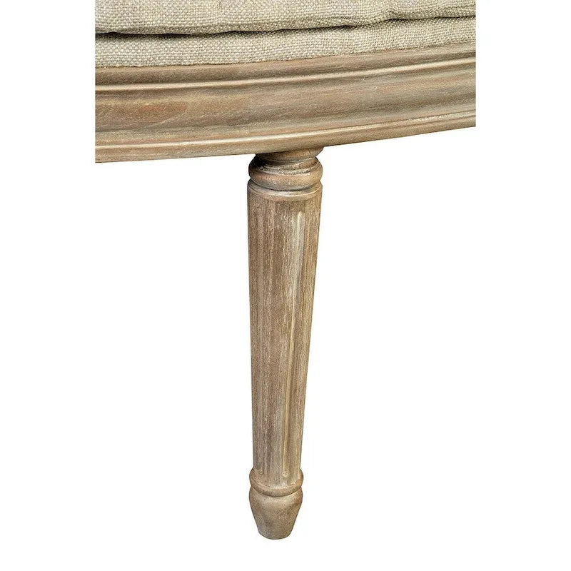 Upholstered Linen Storage Bench with Solid Mahogany Wood Frame