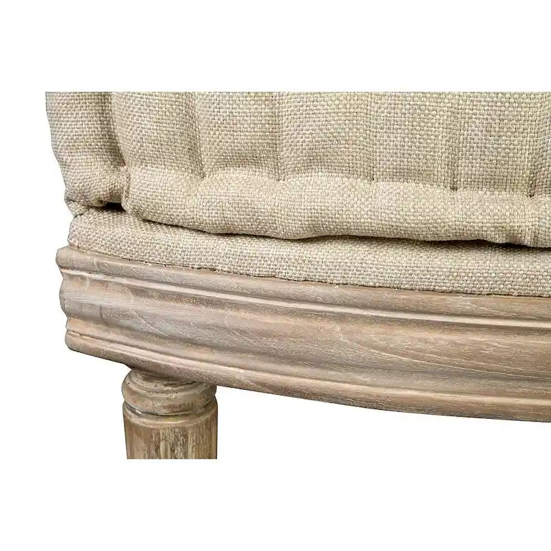 Upholstered Linen Storage Bench with Solid Mahogany Wood Frame