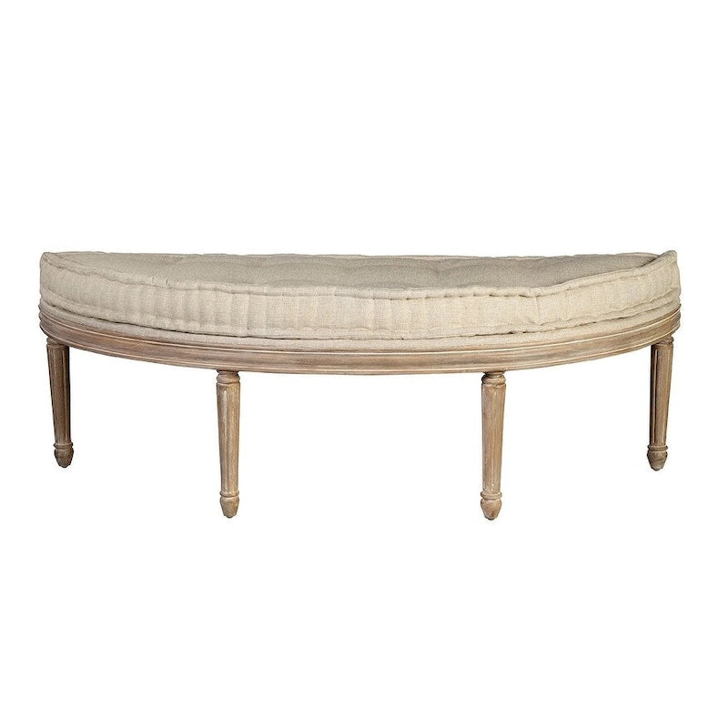 Upholstered Linen Storage Bench with Solid Mahogany Wood Frame