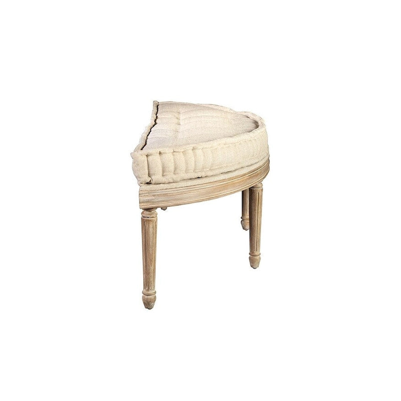 Upholstered Linen Storage Bench with Solid Mahogany Wood Frame