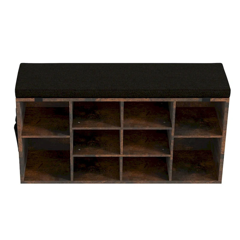 Entryway Shoe Bench with Storage, Padded Seat 40.9 Inch