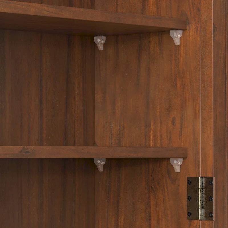 Glass Door Vintage Double Door Wall Cabinet with Fluted Design