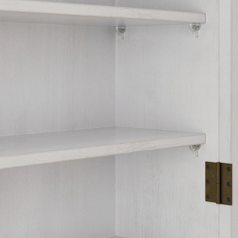 Glass Door Vintage Double Door Wall Cabinet with Fluted Design