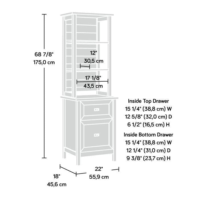 White Storage Tower Cabinet with Drawers and Shelves for Home Office