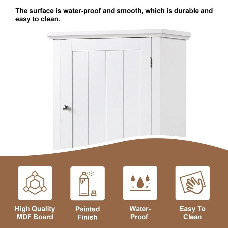 Tall Bathroom Storage Cabinet with Drawer and Adjustable Shelf