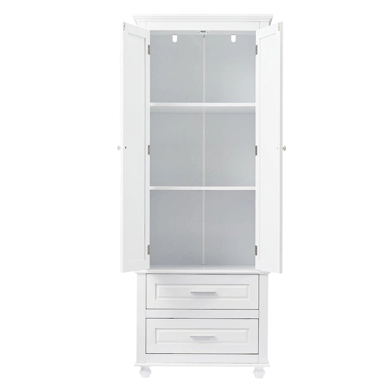 Tall Storage Cabinet with Two Drawers for Bathroom and Office
