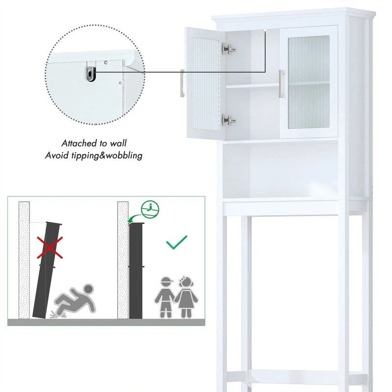 Over The Toilet Storage Cabinet - 9.4D x 26.77W x 66.92H