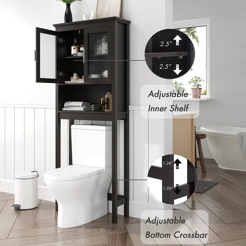 Over The Toilet Storage Cabinet - 9.4D x 26.77W x 66.92H