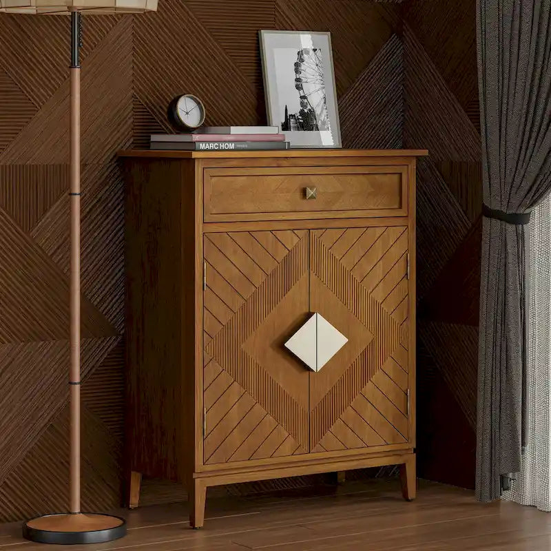 Farmhouse Storage Cabinet Accent Sideboard Wood Buffet Cabinet with 2-Door and 1 Drawer