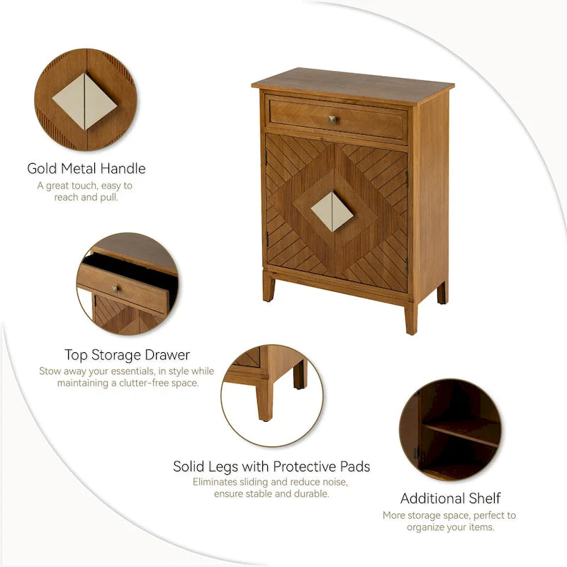Farmhouse Storage Cabinet Accent Sideboard Wood Buffet Cabinet with 2-Door and 1 Drawer