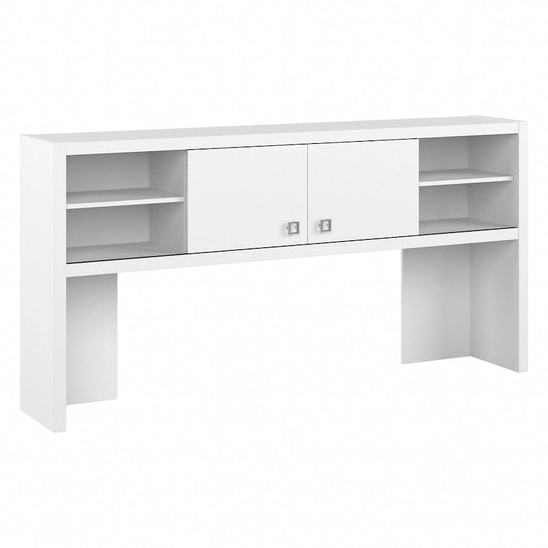 72W Contemporary Desk Hutch with Sliding Doors and Adjustable Shelves