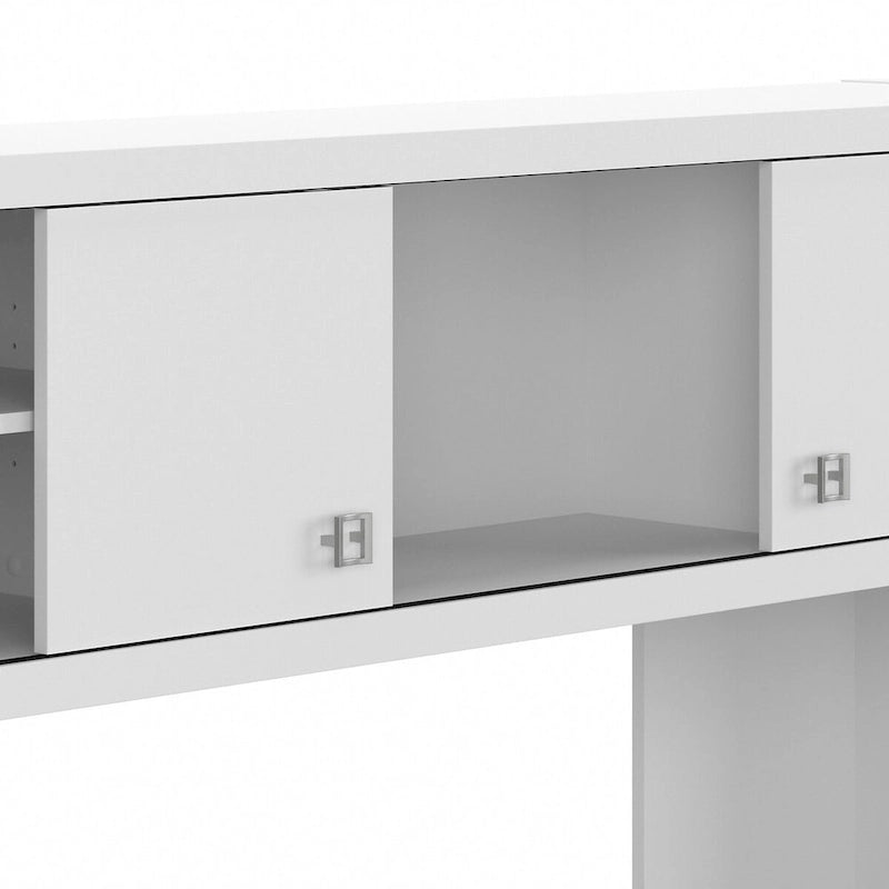72W Contemporary Desk Hutch with Sliding Doors and Adjustable Shelves