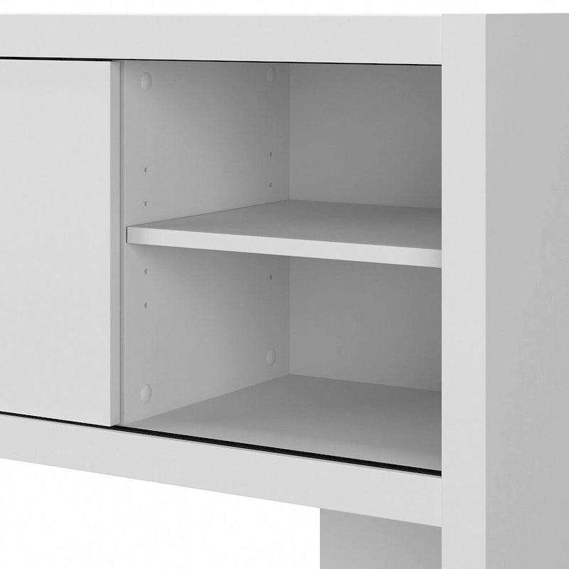 72W Contemporary Desk Hutch with Sliding Doors and Adjustable Shelves