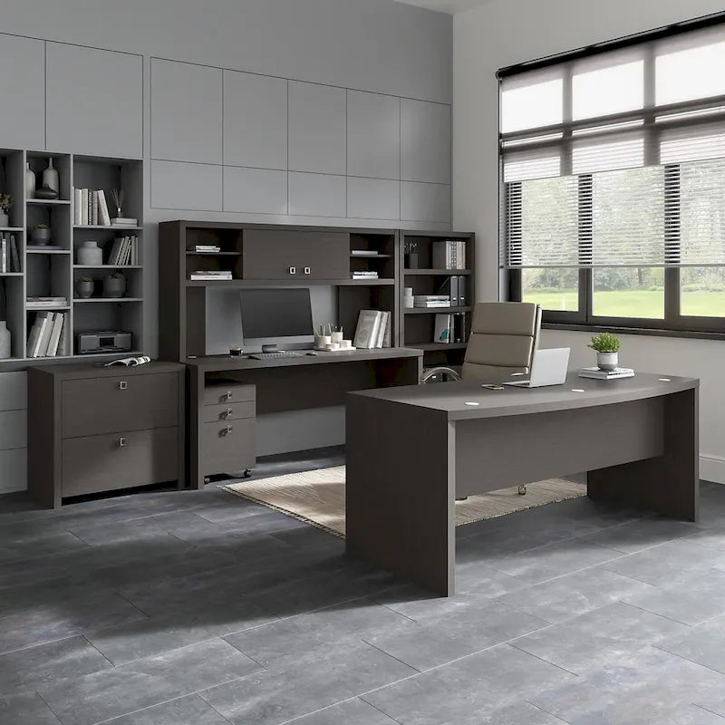 72W Contemporary Desk Hutch with Sliding Doors and Adjustable Shelves