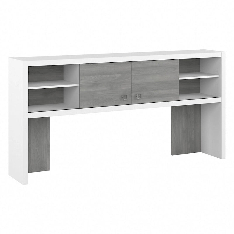 72W Contemporary Desk Hutch with Sliding Doors and Adjustable Shelves