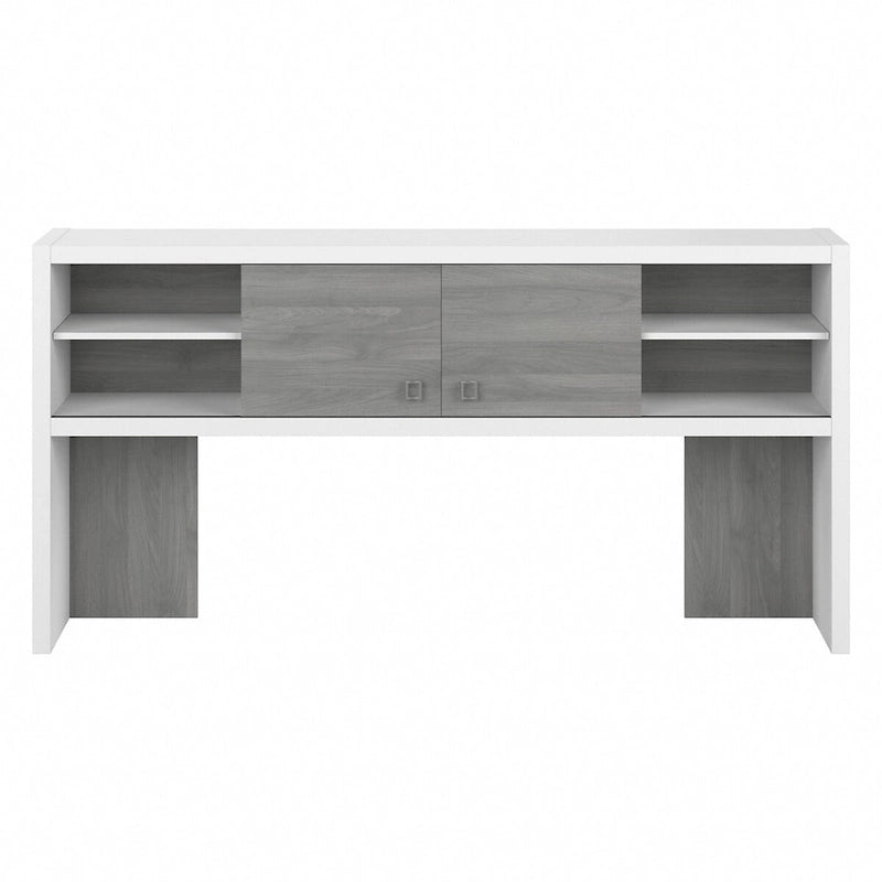 72W Contemporary Desk Hutch with Sliding Doors and Adjustable Shelves