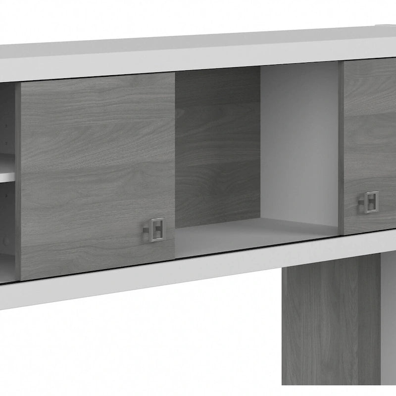 72W Contemporary Desk Hutch with Sliding Doors and Adjustable Shelves